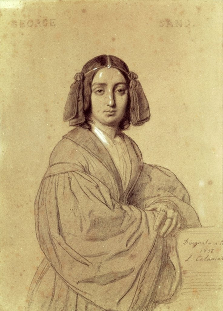 Detail of Portrait of George Sand, 1837 by Luigi Calamatta