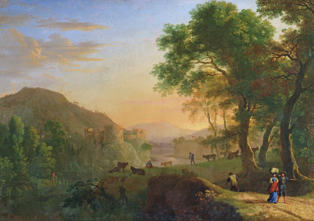 Detail of Setting Sun, Italy by Herman van Swanevelt