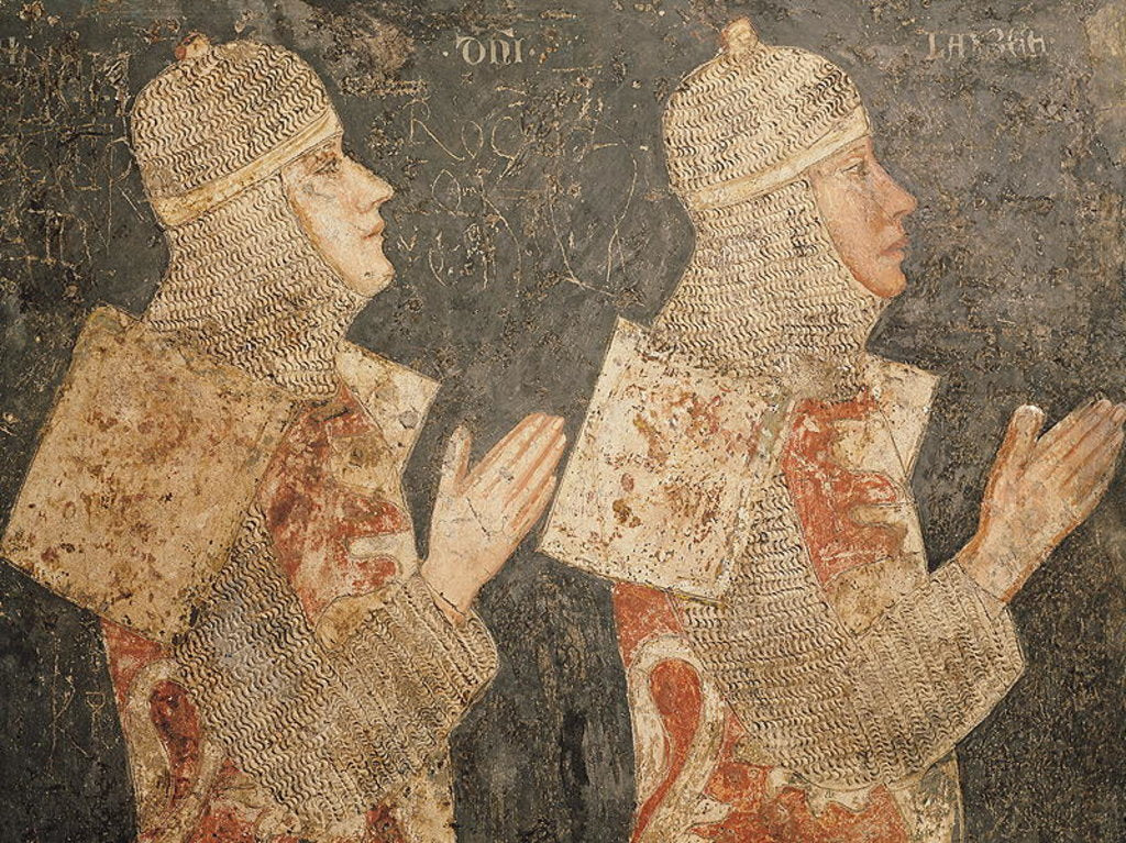 Detail of Two crusaders of the Minutolo family by Pietro Cavallini