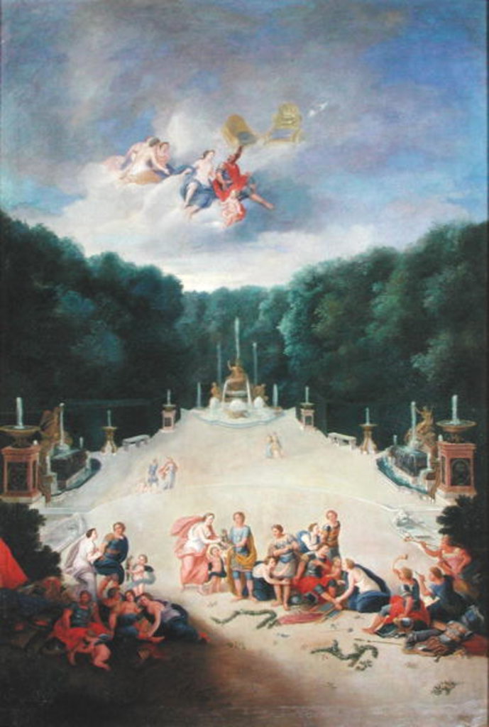 Detail of The Groves of Versailles. View of the Arc de Triomphe and France Triumphant with Nymphs Chaining Captives before Venus and Mars, 1688 by Jean the Younger Cotelle