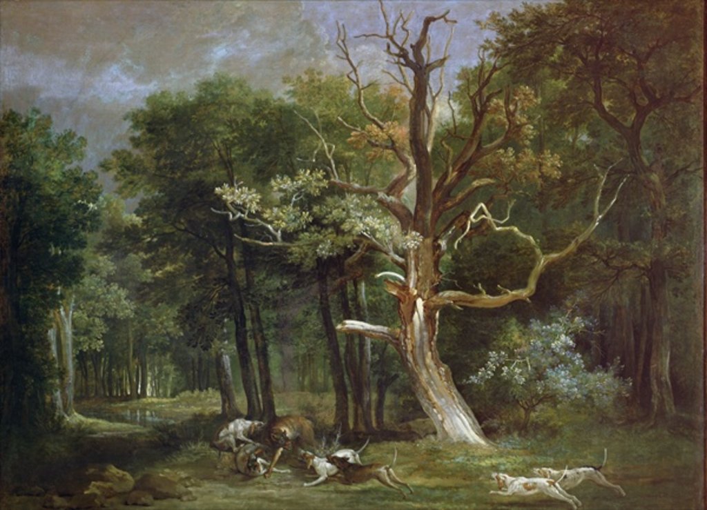 Detail of Wolf Hunt in the Forest of Saint-Germain, 1748 by Jean-Baptiste Oudry