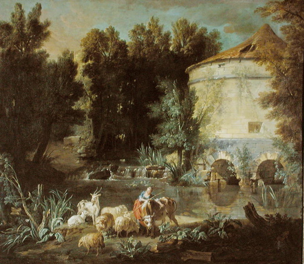 Detail of Landscape with a Round Tower, 1737 by Jean-Baptiste Oudry