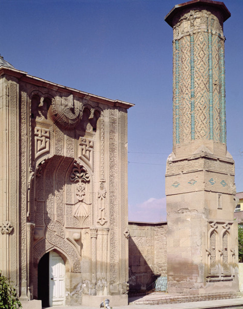 Detail of Entrance portal and minaret, built c.1260-65 by Islamic School