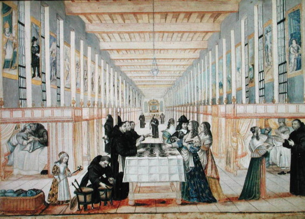 Detail of The Infirmary of the Sisters of Charity during a visit of Anne of Austria c.1640 by Abraham Bosse