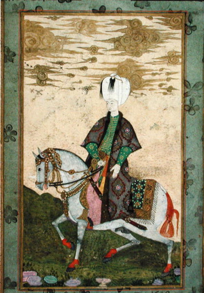 Detail of Equestrian portrait of Sultan Osman II 1618 by Nakshi Nakshi