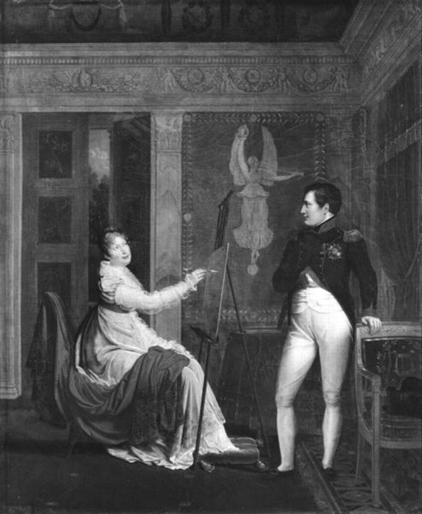 Detail of Marie Louise of Habsbourg Lorraine Painting a Portrait of Napoleon I by Alexandre Menjaud