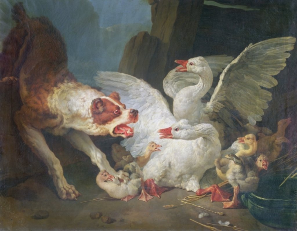 Detail of A Dog Attacking Geese, 1769 by Jean-Baptiste Huet