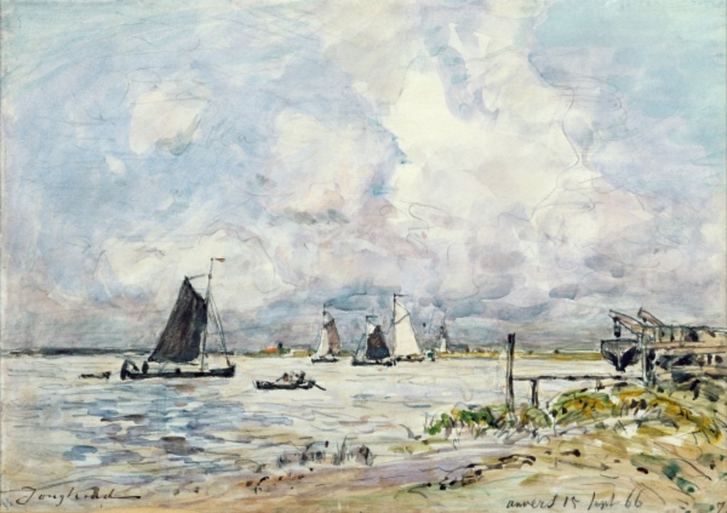 Detail of A Landing Stage on the Escaut, 1866 by Johan-Barthold Jongkind