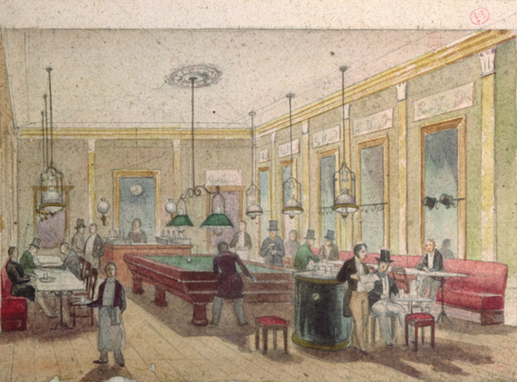 Detail of The Billiard Room in a Cafe by French School