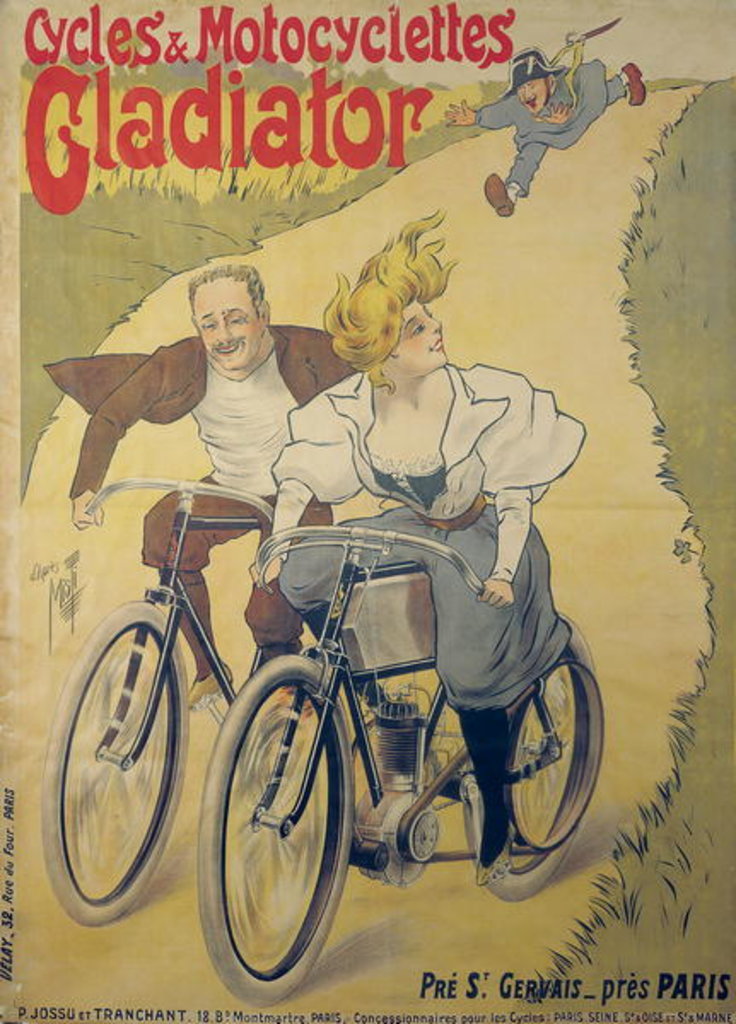 Detail of Poster advertising Gladiator bicycles and motorcycles by Ferdinand Misti-Mifliez