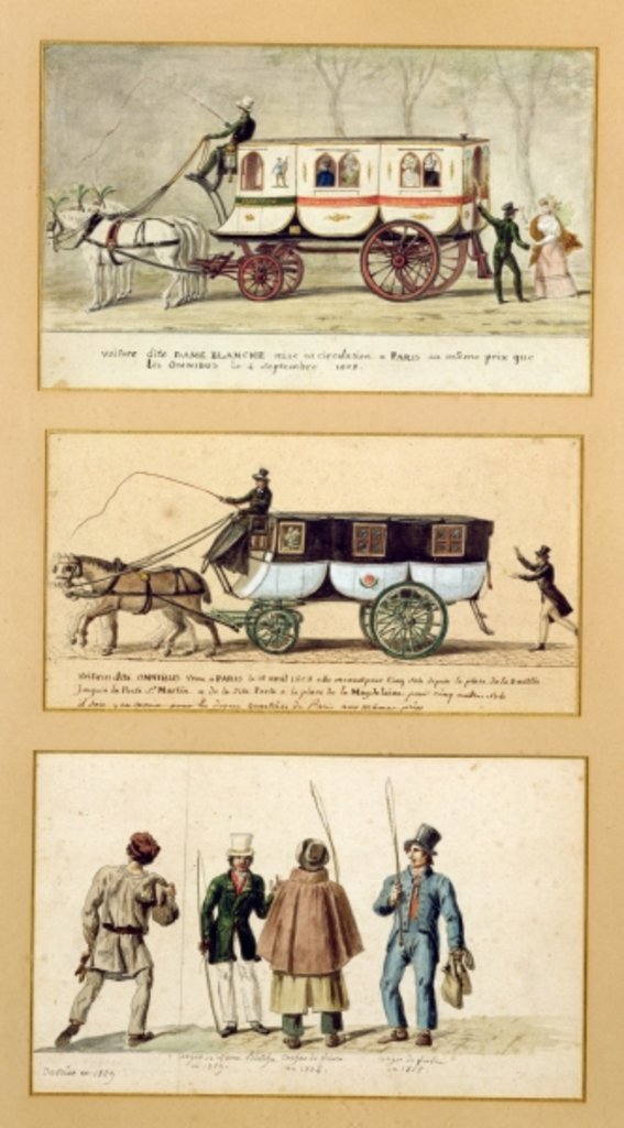 Detail of A Dame Blanche Carriage, an Omnibus and Drivers, 1815-30 by Pierre Antoine Lesueur