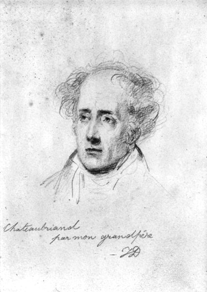 Detail of Portrait of Francois Rene Vicomte de Chateaubriand, c.1829 by Emile Jean Horace Vernet