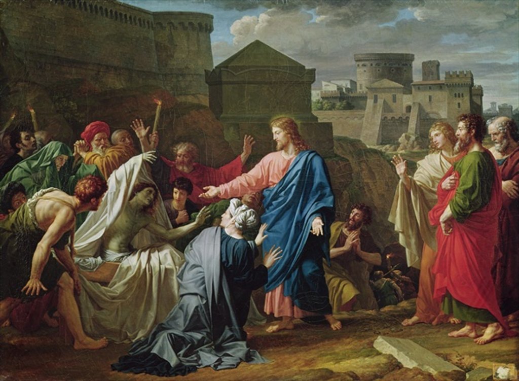 Detail of Jesus Resurrecting the Son of the Widow of Naim by Pierre Bouillon
