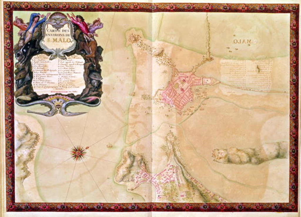 Detail of Ms 988 Vol.3 fol.29 Map and plan of Saint-Malo by Sebastien Le Prestre de Vauban