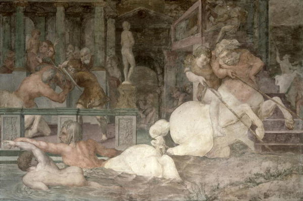 Detail of The Education of Achilles, detail of the decorative scheme in the Gallery of Francis I, 1530-40 by Giovanni Battista Rosso Fiorentino