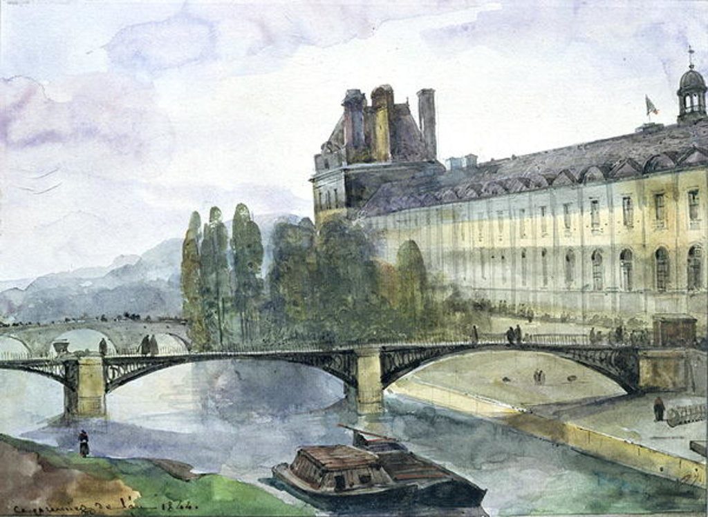 Detail of View of the Pavillon de Flore of the Louvre, 1844 by Francois-Marius Granet