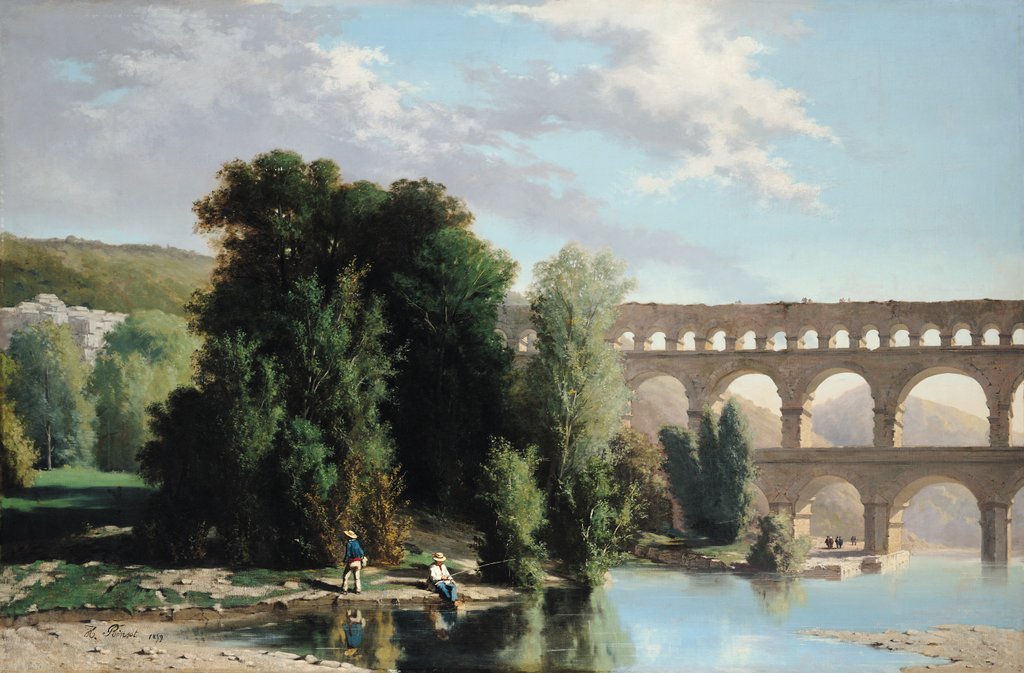 Detail of View of the Pont du Gard, 1859 by Henri Marie Poinsot
