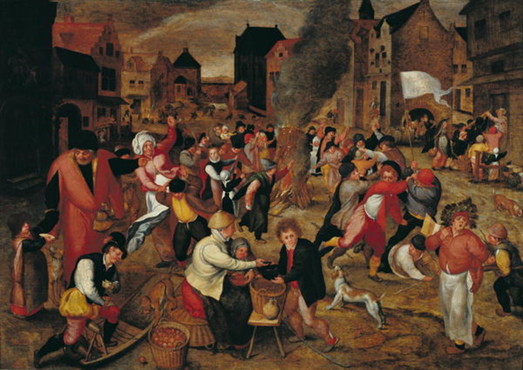 Detail of The Fires of St. Martin by Maerten van Cleve