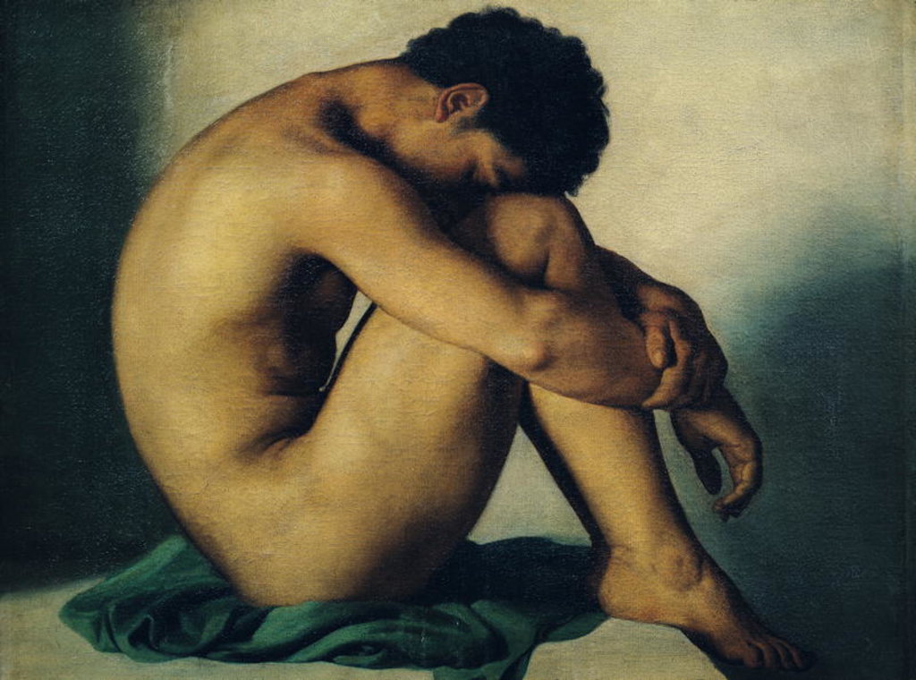 Detail of Study of a Nude Young Man, 1836 by Hippolyte Flandrin