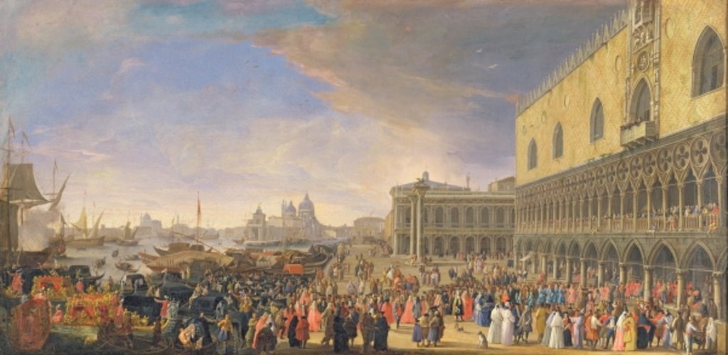 Detail of Arrival of the Comte Languet de Gergy at the Palazzo Ducale, Venice, November 1726 by Luca Carlevaris