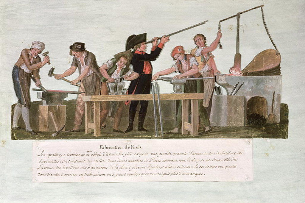 Detail of Rifle Makers' Workshop, 1793 by Lesueur Brothers