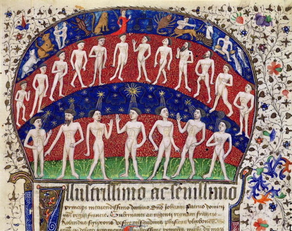 Detail of Fol.1 Signs of the zodiac and a group of men by Portuguese School