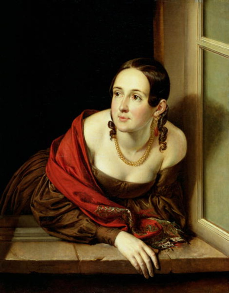 Detail of Woman at her Window or, The Wife of a Treasurer, 1841 by Vasili Andreevich Tropinin