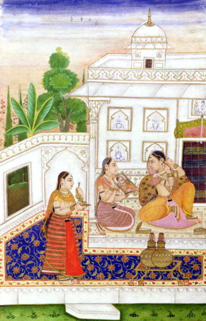 Detail of Vilaval Ragini: Woman at her Toilet by Indian School