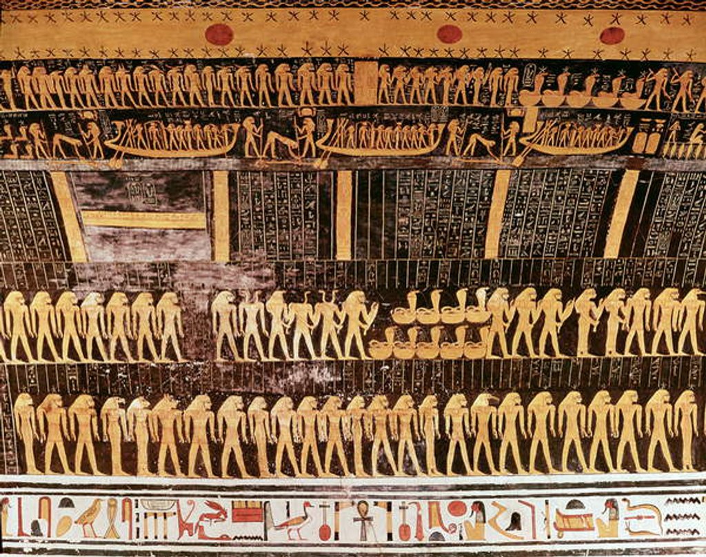 Detail of Detail from the Book of the Day from the ceiling of the burial chamber of the Tomb of Ramesses VI New Kingdom by Egyptian 20th Dynasty