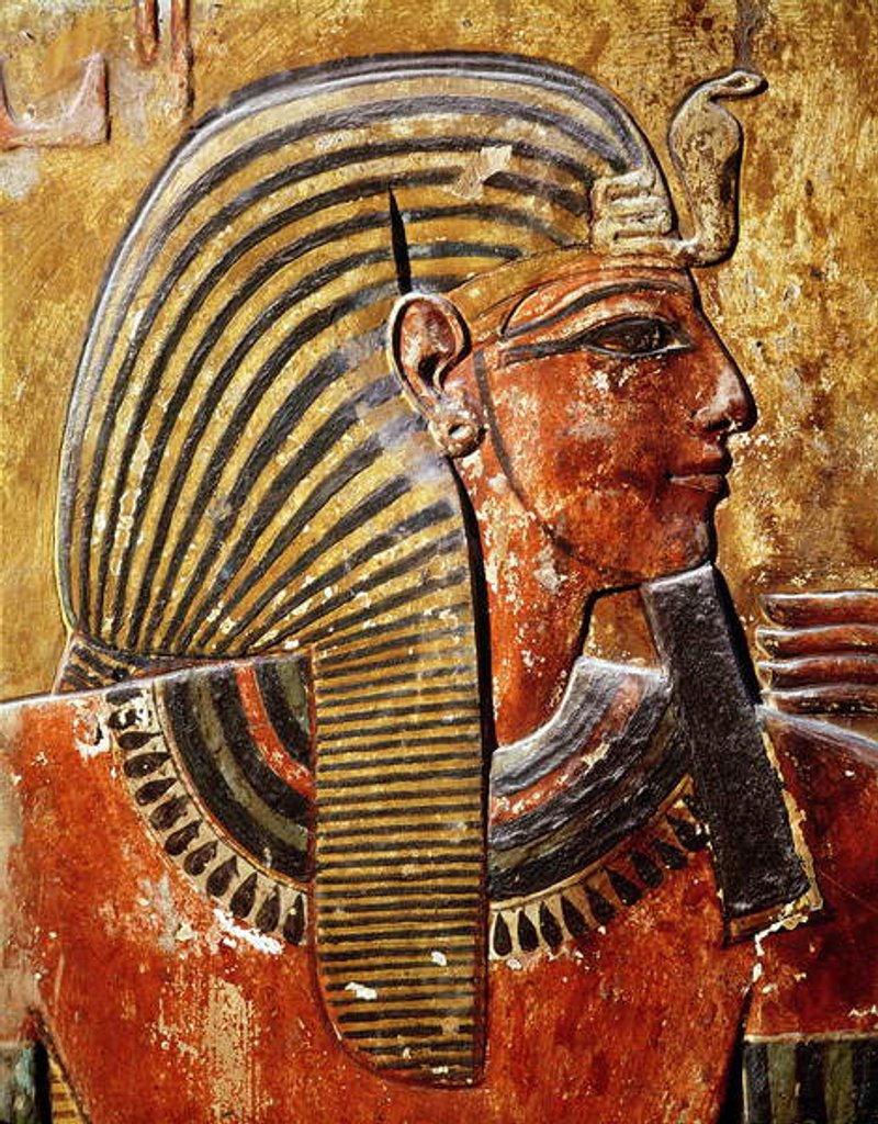 Detail of The head of Seti I from the Tomb of Seti, New Kingdom by Egyptian 19th Dynasty
