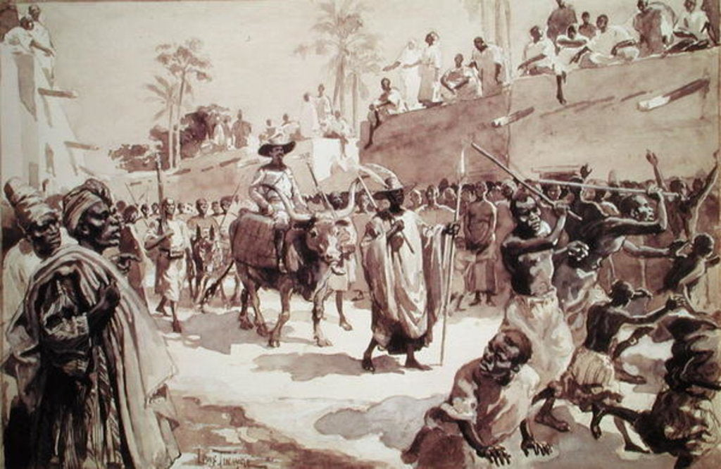 Detail of Entrance of Captain Louis Gustave Binger into Kong in 1888 by Louis Tinayre