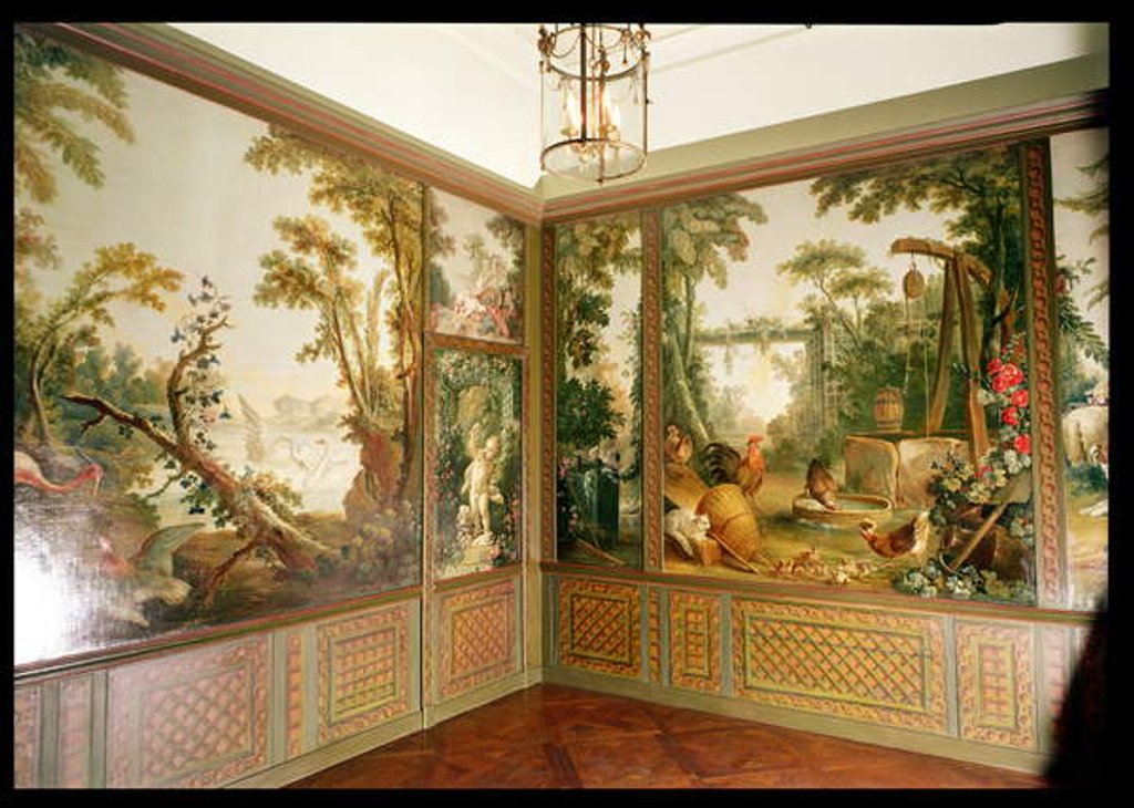 Detail of Painted wall panels in the Salon of Gille Demarteau by Francois