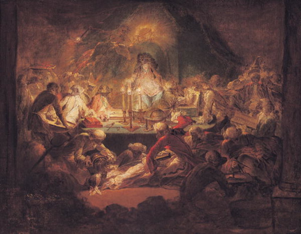 Detail of The Monkey Freemasons by Gabriel de (attr. to) Saint-Aubin