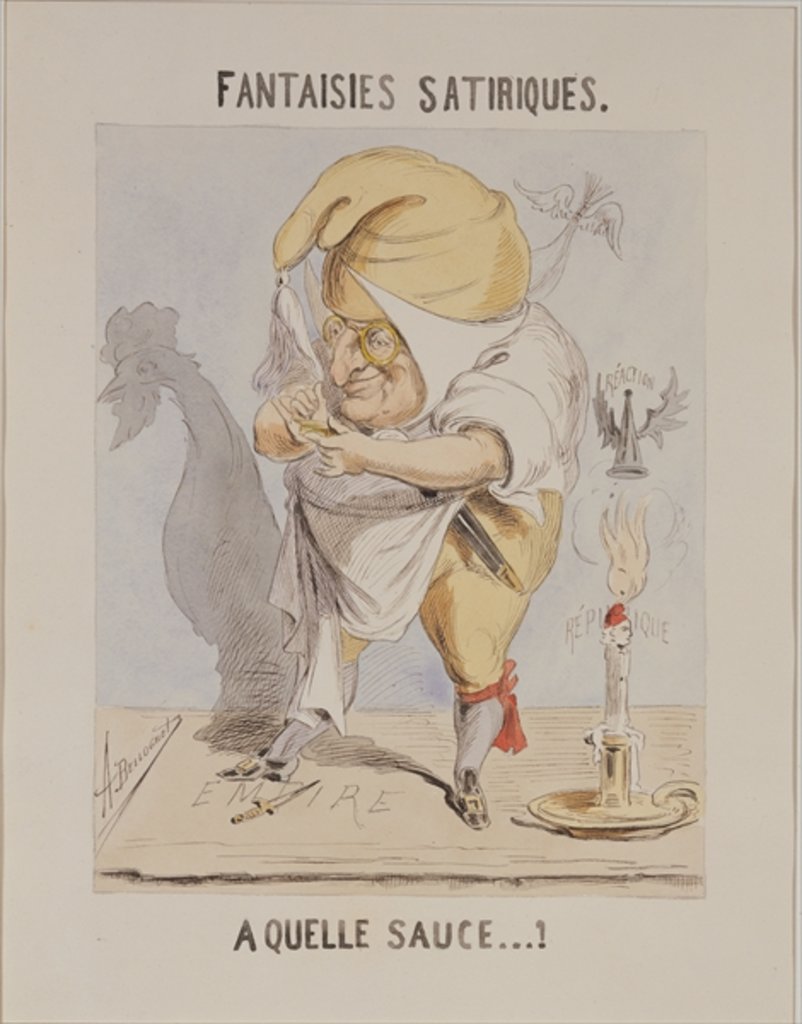 Detail of Satirical Fantasies, caricature of Adolphe Thiers by Andre Belloguet
