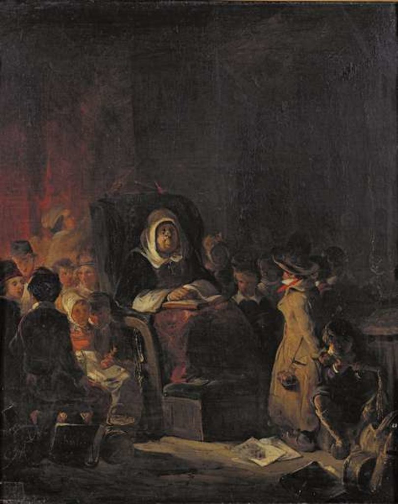 Detail of The Schoolmistress, 19th century by Nicolas Toussaint Charlet