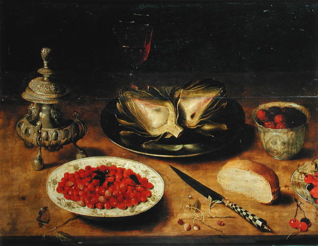 Detail of Still Life with an Artichoke by Osias the Elder (workshop of) Beert
