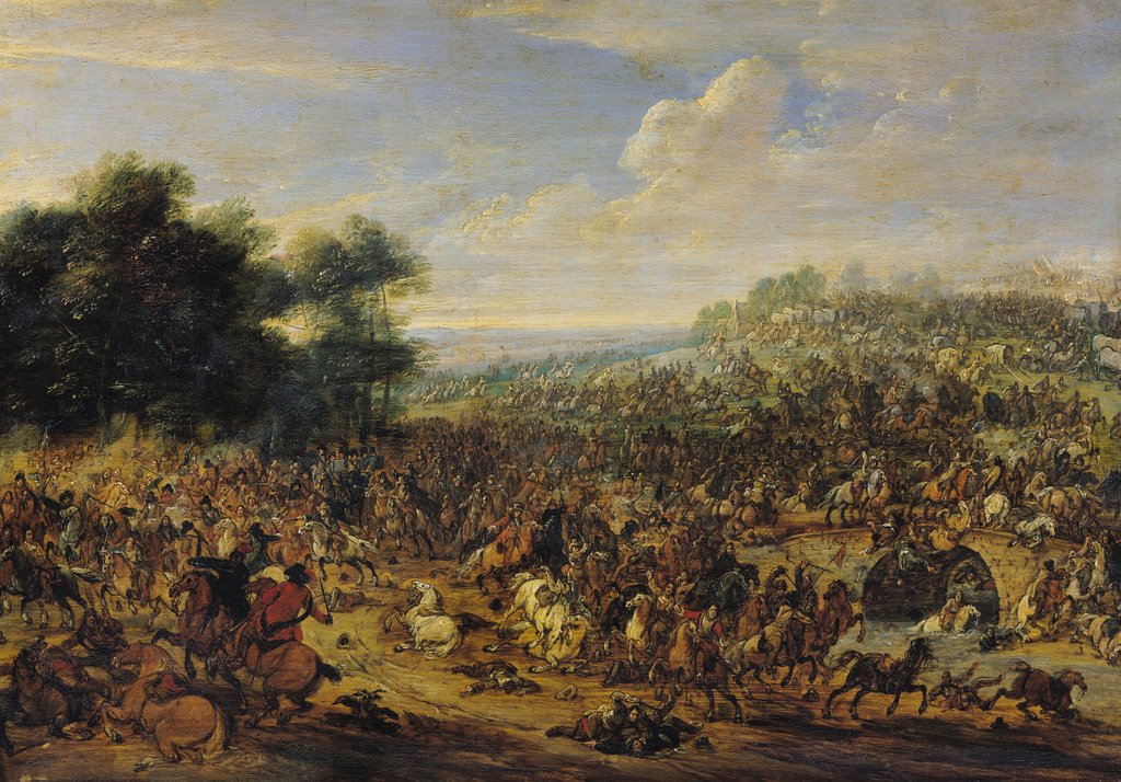 Detail of Battle near a Bridge by Adam Frans van der Meulen