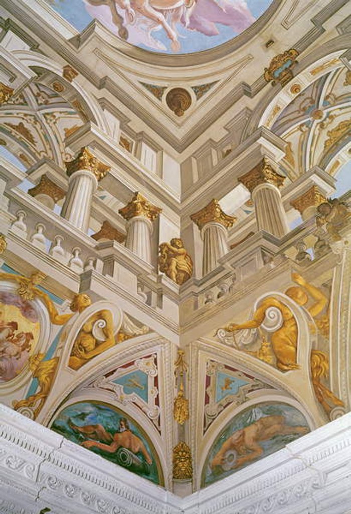 Detail of Trompe l'oeil from the ceiling of the Salle des Fetes, 1625 by Giovanni Battista Carlone
