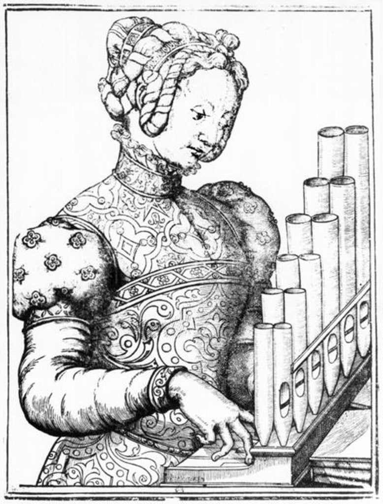 Detail of Young Woman Playing a Portative Organ by School French