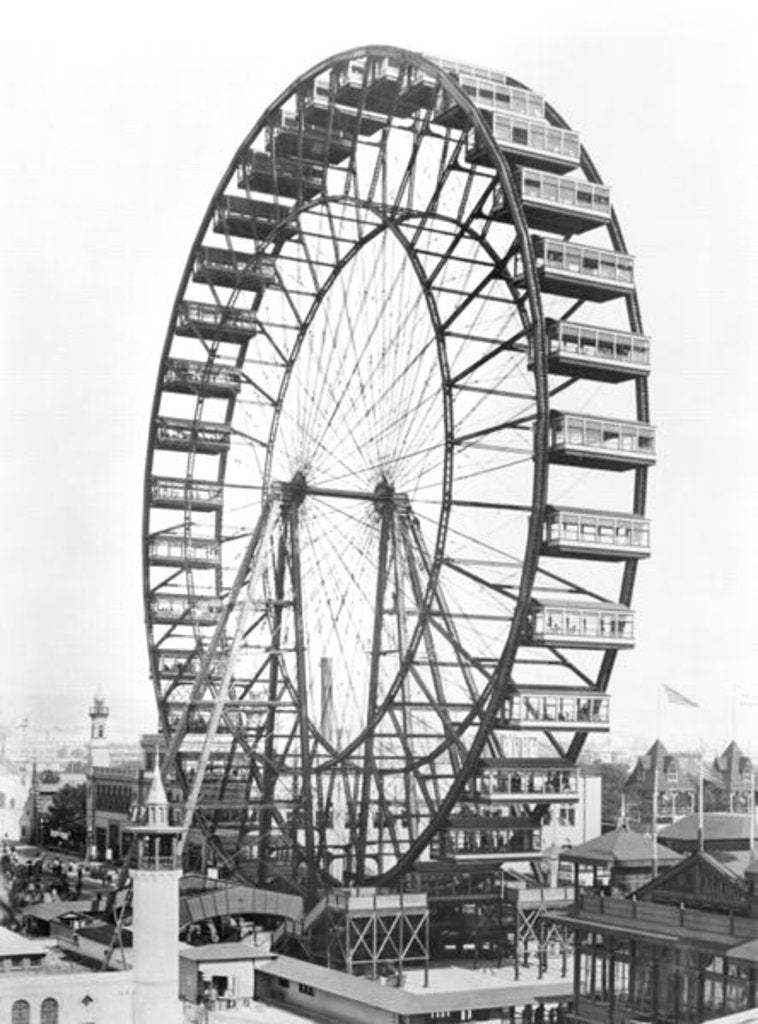 Detail of The ferris wheel at the World's Columbian Exposition of 1893 in Chicago by American Photographer