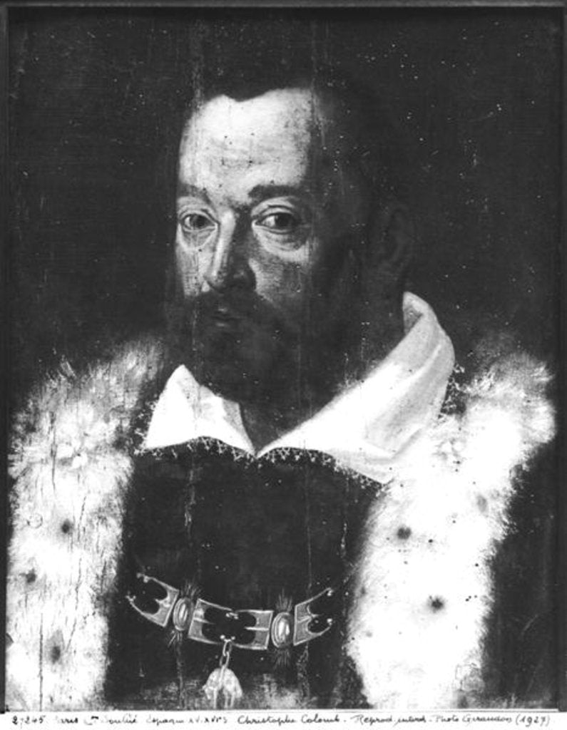 Detail of Portrait of Christopher Columbus by School Spanish