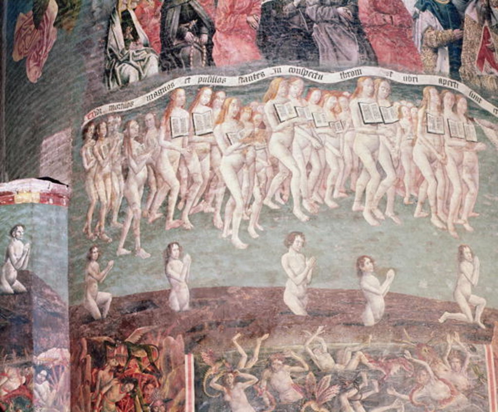 Detail of The Last Judgement: The resurrected carrying the book of their life around their necks by French School