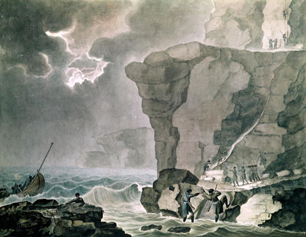Detail of Landing of the Conspirators in the Cadoudal Affair at the Cliff of Biville near Dieppe, 16th January 1804 by Armand de Polignac