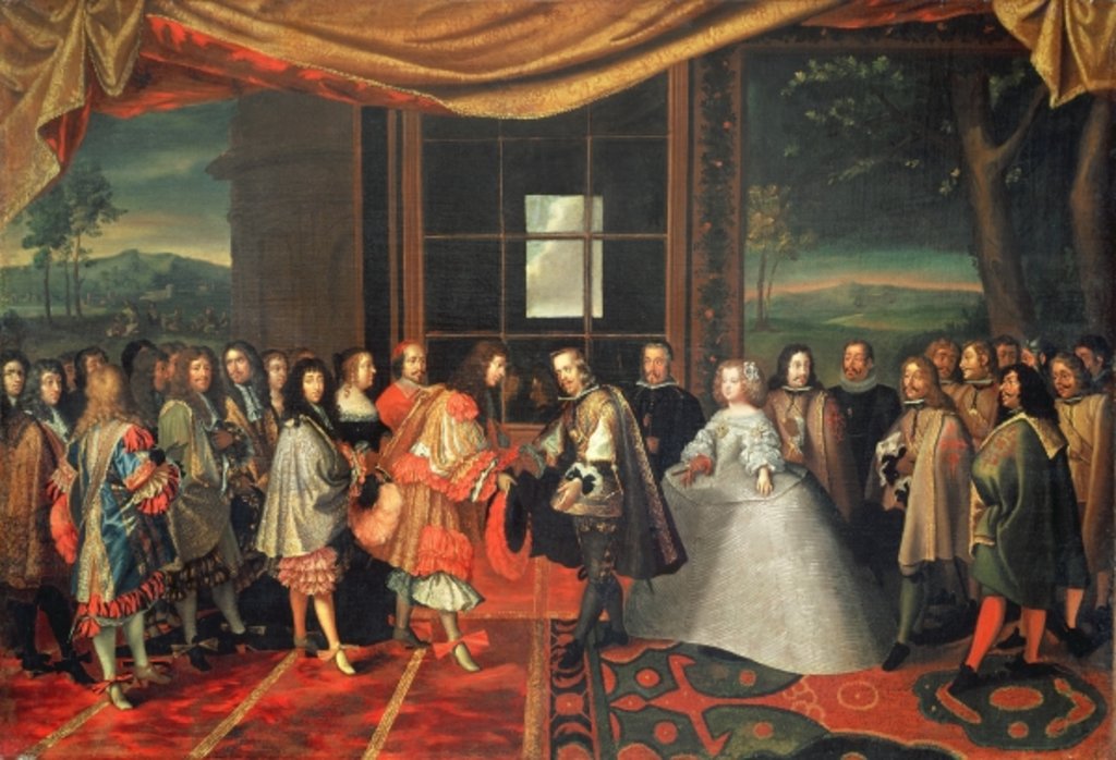 Detail of Meeting between Louis XIV and Philippe IV at Isle des Faisans, 7th November 1659 by Jacques Laumosnier