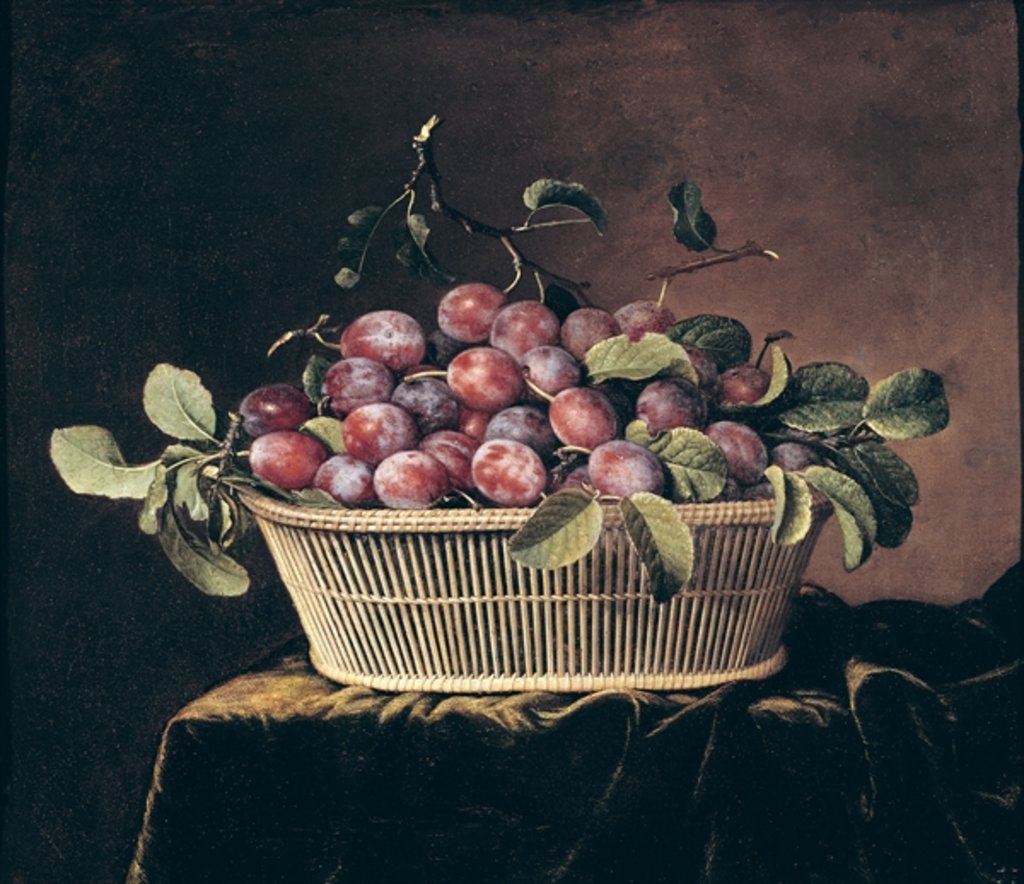 Detail of Basket of Plums by Pierre Dupuis
