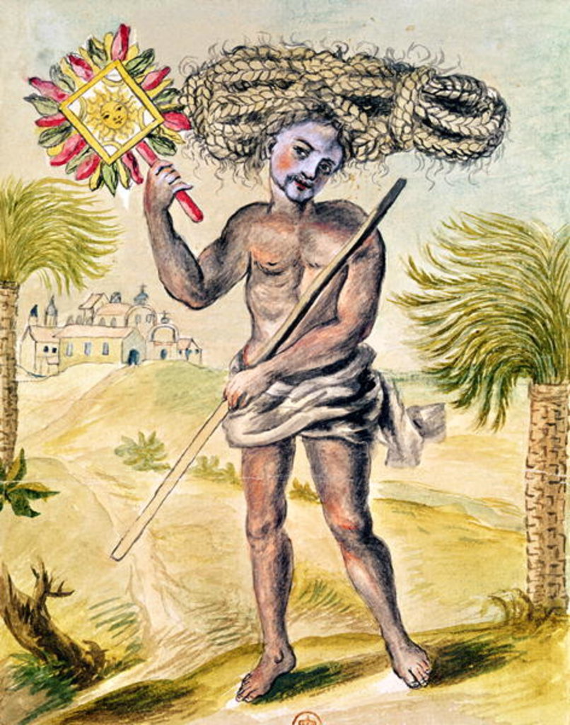 Detail of Penitent man in India with plaited hair by French School