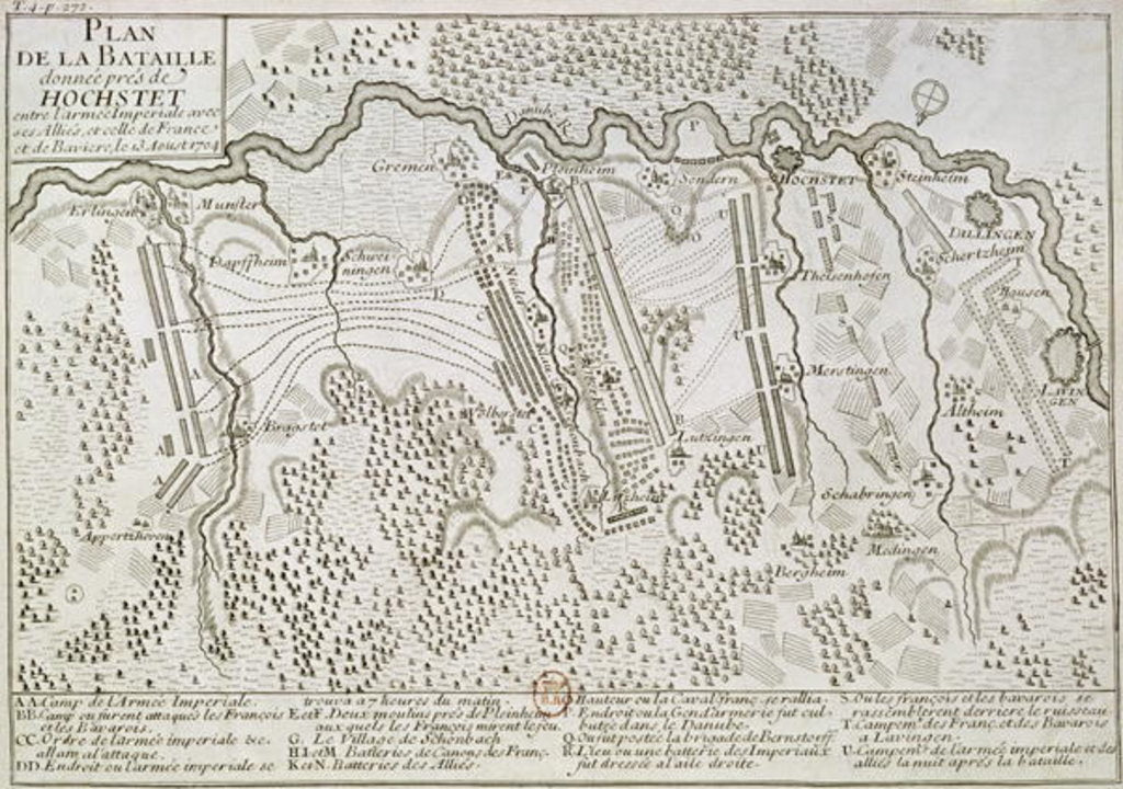 Detail of Plan of the Battle of Blenheim between the Imperial Army and the Franco-Bavarian Army, 13th August 1704 by French School