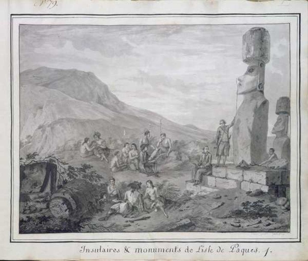 Detail of Islanders & Monuments of Easter Island, 1786 by Gaspard Duche de Vancy