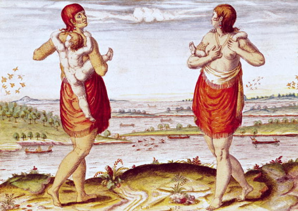 Detail of How the Women of Dasamonquepeuc Carry their Children by Jacques Le Moyne