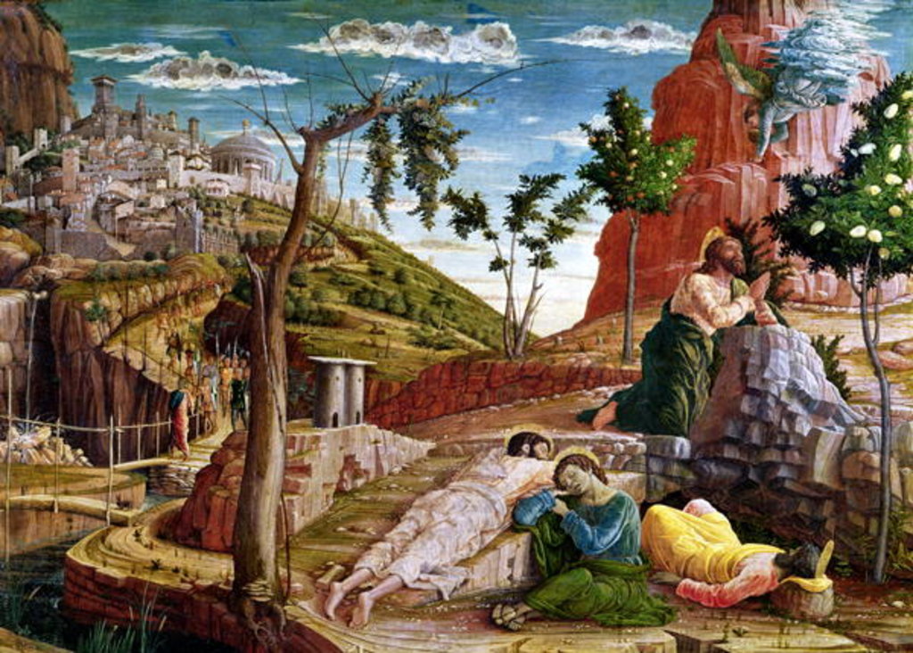 Detail of The Agony in the Garden, left hand predella panel from the Altarpiece of St. Zeno of Verona, 1456-60 by Andrea Mantegna